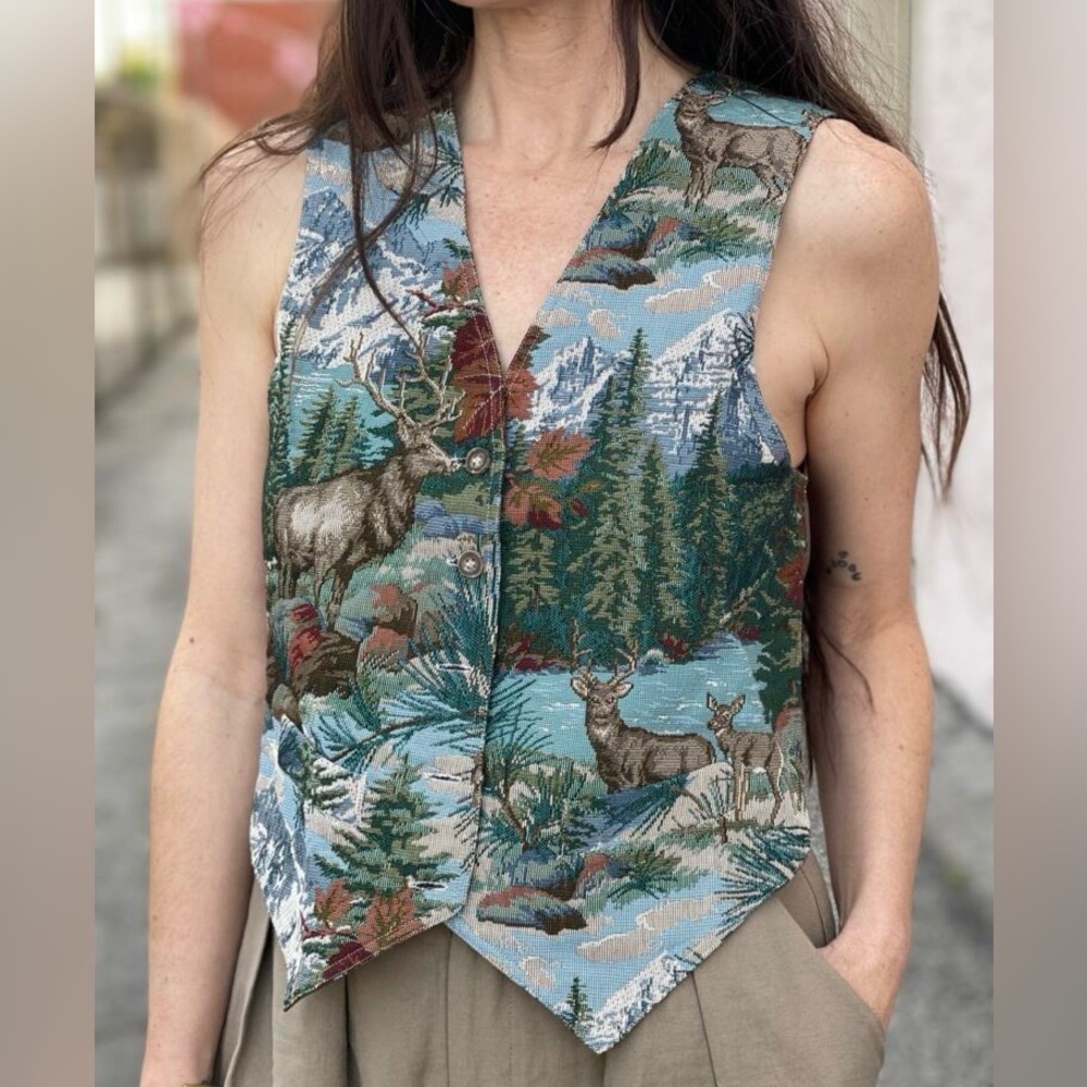 Vintage Multicolor Tapestry Vest